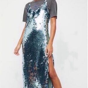 FREE PEOPLE Sequin maxi dress dark blue